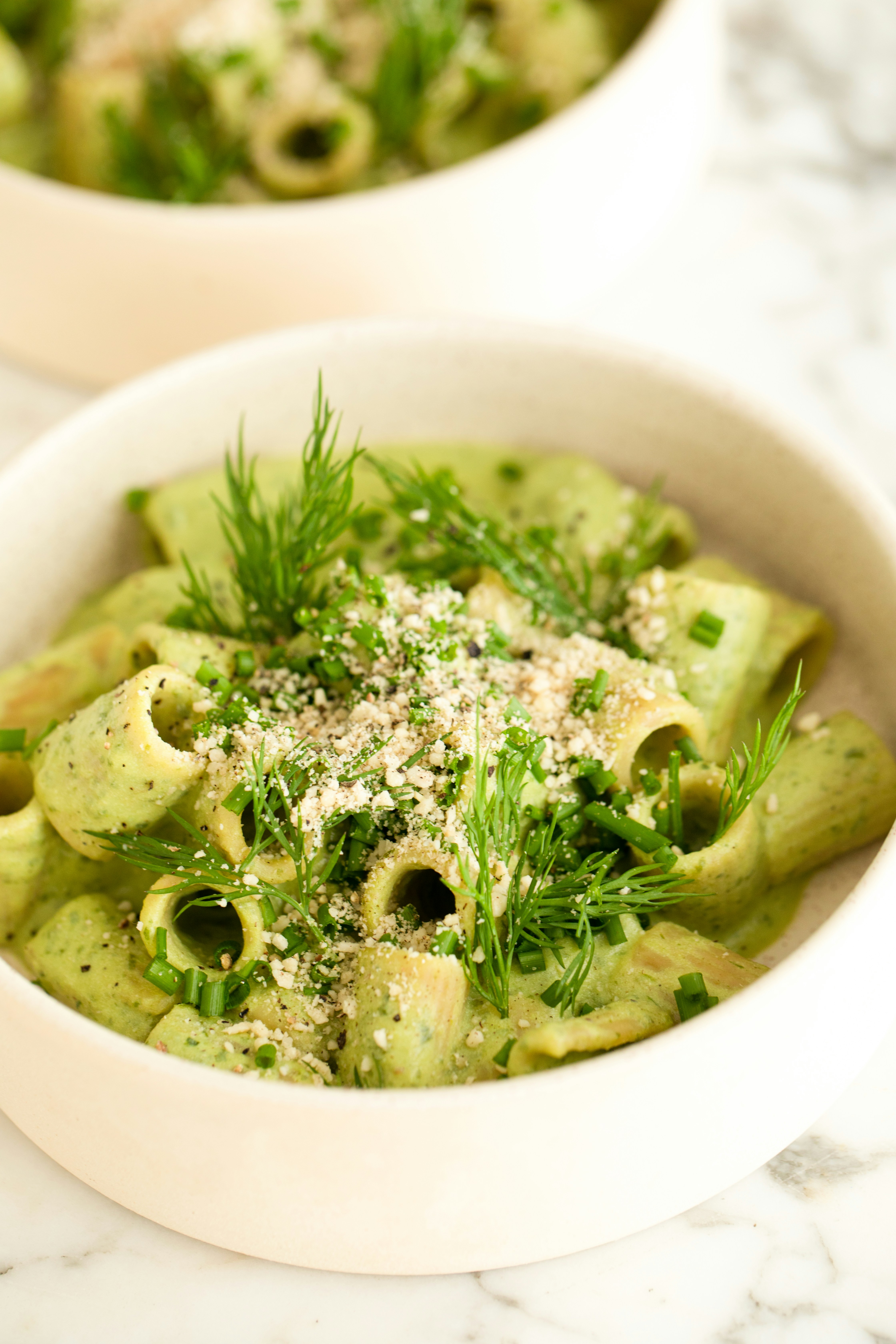 Pasta met groene saus